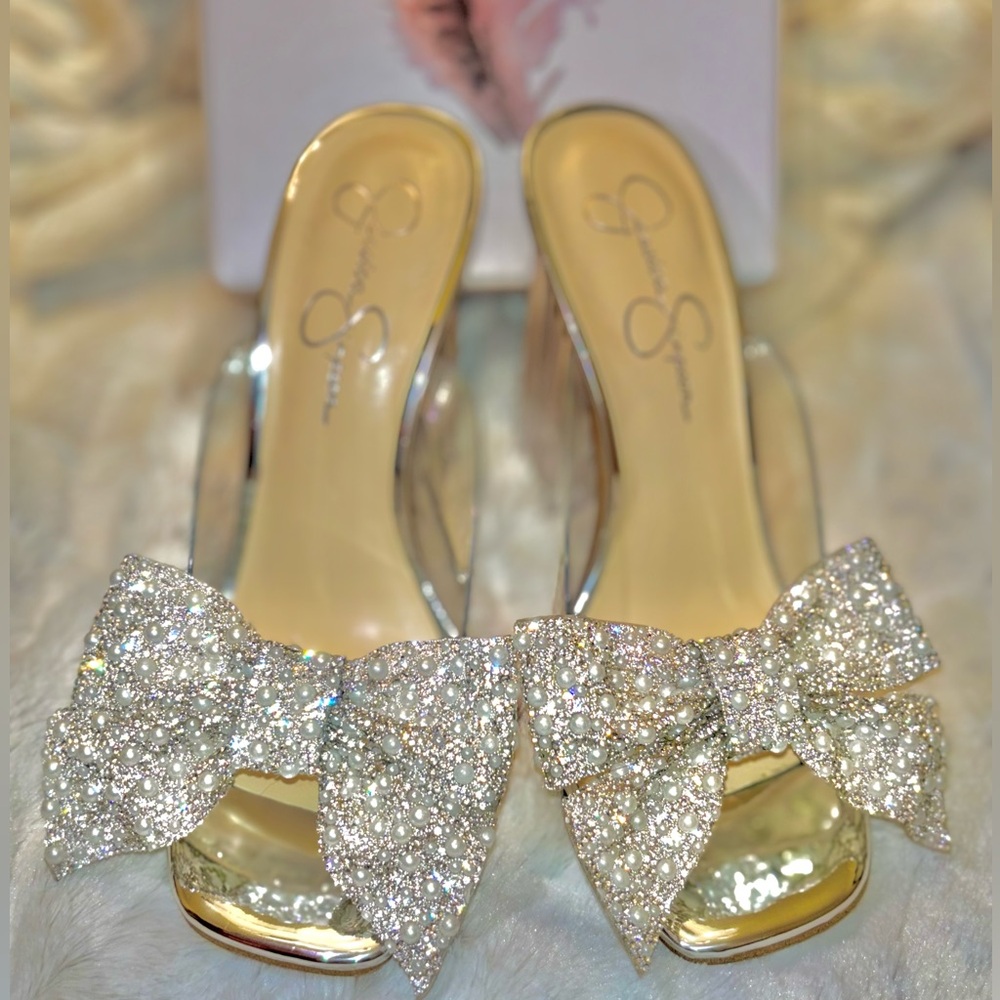Jessica Simpson Silver Glitter Heels